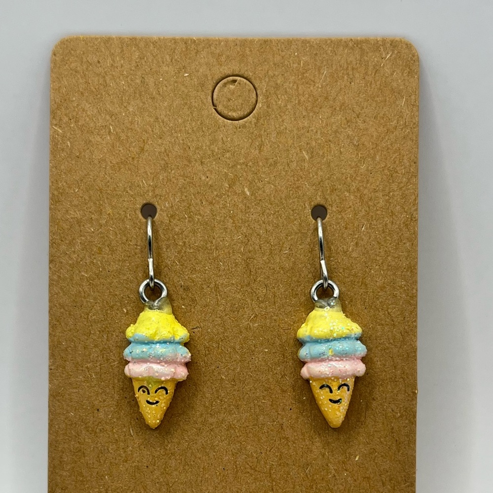 Pastel cartoon ice cream dangling earrings